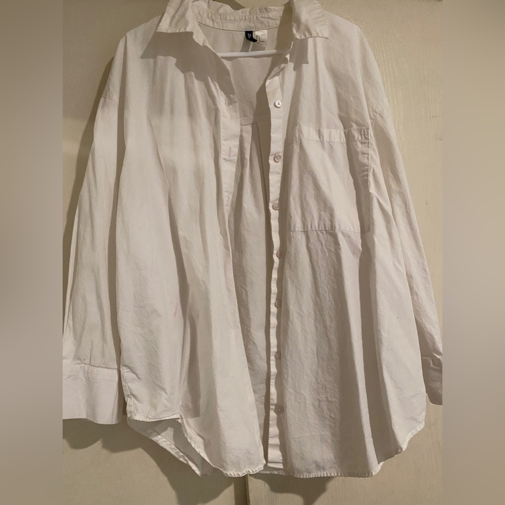 White Button Down Long Sleeve shirt Collared